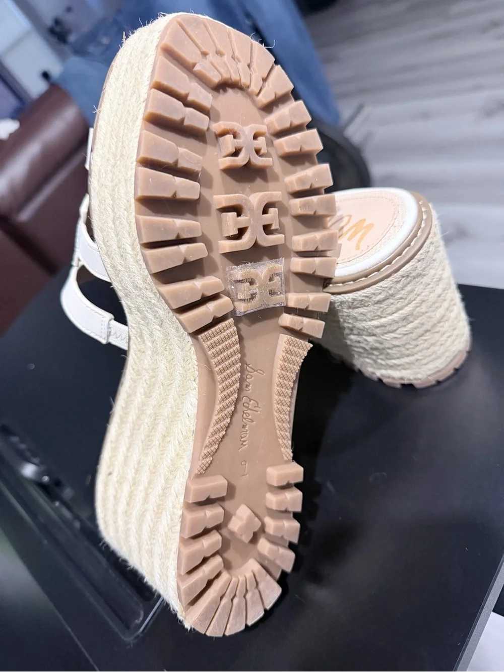 Sam Edelman Cream Espadrille Wedge Slide Sandals - Picture 4 of 4